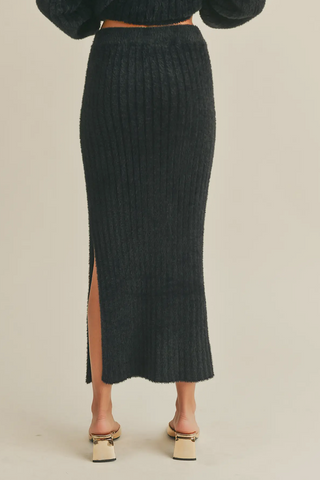 Fuzzy Midi Sweater Skirt
