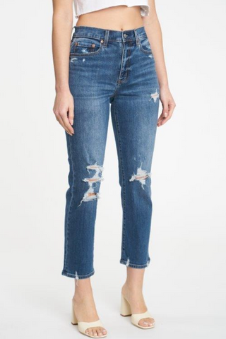 High-Rise Cropped Distressed Jean