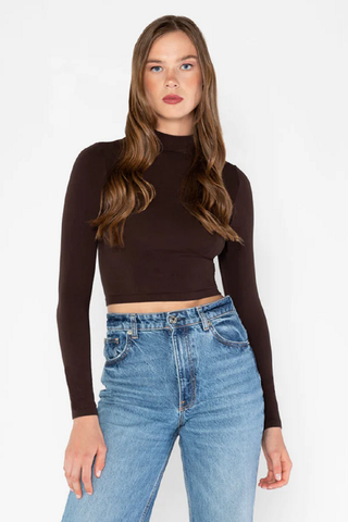 Bamboo L/S Mock Neck Crop