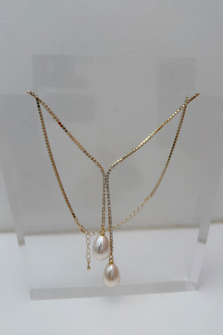 Lariat Vegan Pearl Necklace