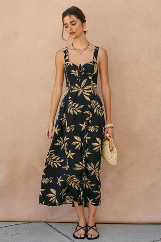 Tropical Knotted Midi Dress