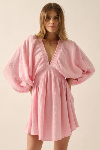 Cotton Dolman-Sleeve Mini