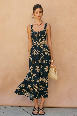 Tropical Knotted Midi Dress