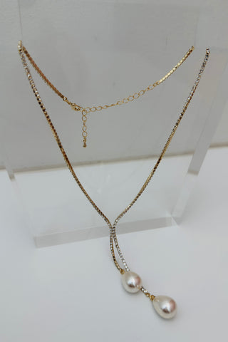 Lariat Vegan Pearl Necklace