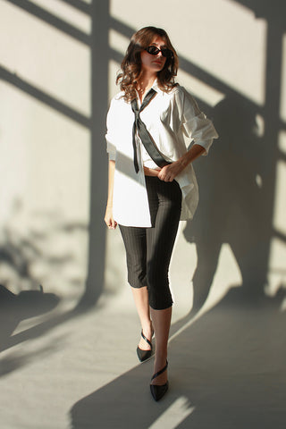 Pinstripe Slim Leg Capri