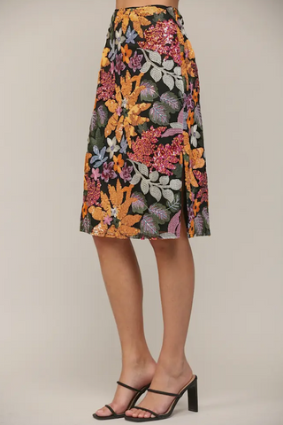 Sequin Floral Mesh Skirt