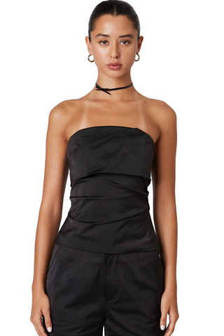 Ruched Strapless Satin Top
