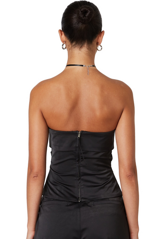 Ruched Strapless Satin Top