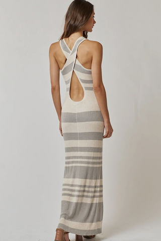 Striped Keyhole Maxi Dress