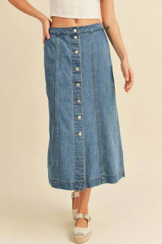 High Waist Midi Denim Skirt