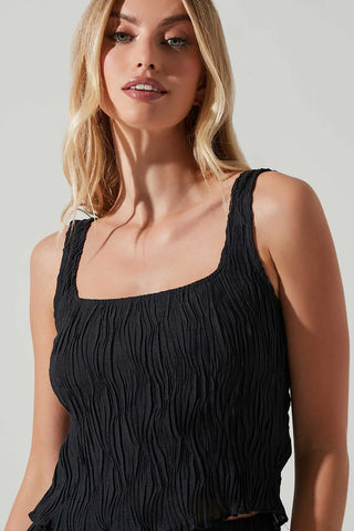 Textured Square Neck Tank Top