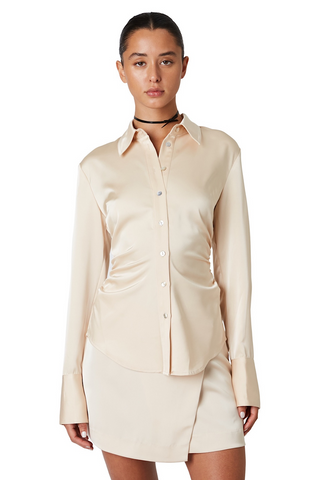 Fitted Satin Ruched Blouse