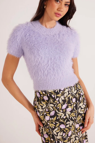 Periwinkle Fluffy Knit Top