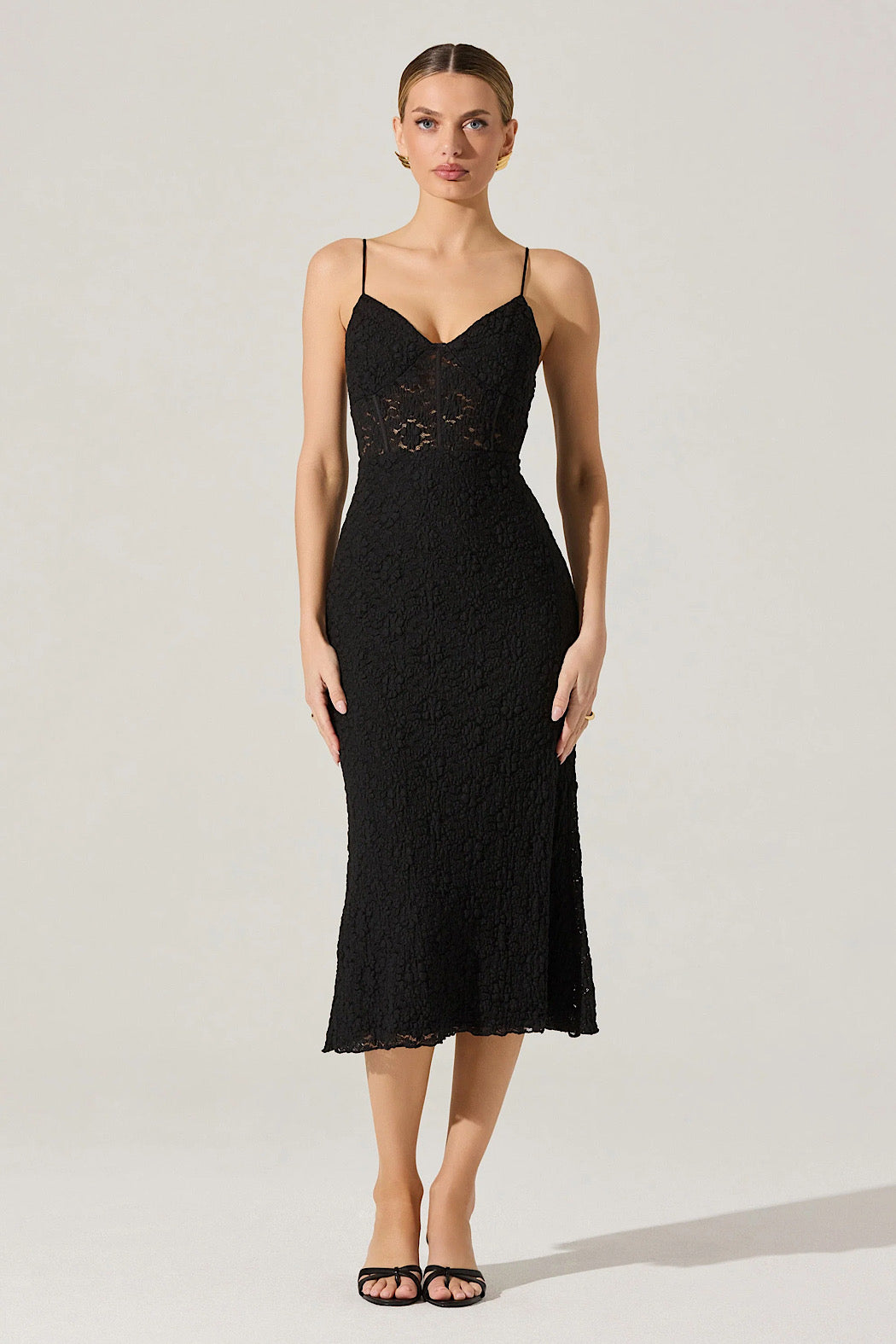 Floral Lace Bodice Dress OMONI BOUTIQUE Floral Lace Bodice Dress OMONI BOUTIQUE