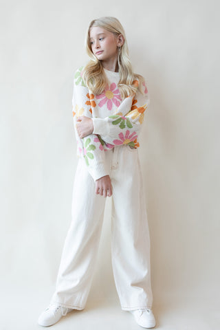 Youth Retro Daisy Light Knit