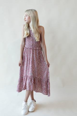Youth Smocked Ruffle Midi Dress