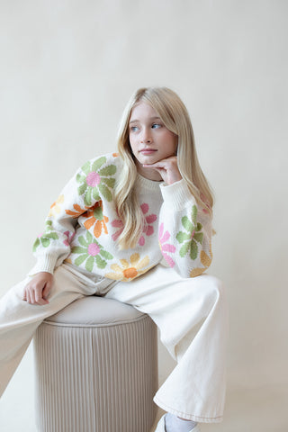 Youth Retro Daisy Light Knit