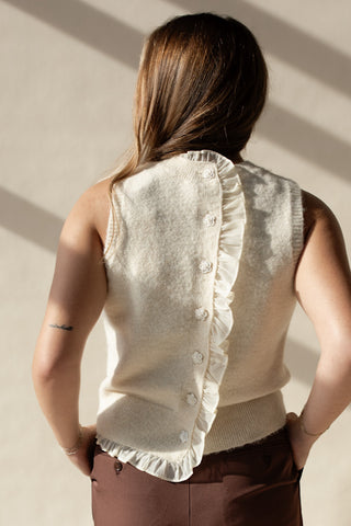 Contrasting Ruffle Knit Top