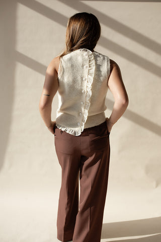 Contrasting Ruffle Knit Top