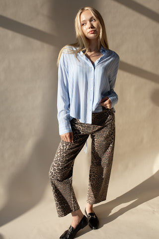 Open Back Striped Button Up