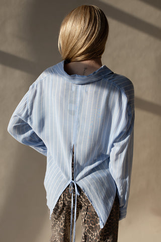 Open Back Striped Button Up