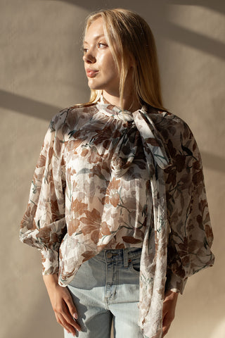 Floral Sheer Bow Tie Top