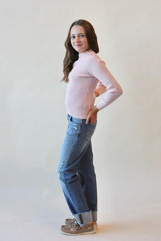 Youth High-Rise Straight Cuff Jean