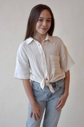 Youth Muslin Button Up Top