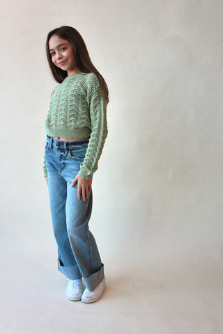 Youth Wavy Pointelle Sweater