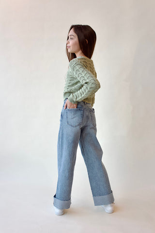 Youth Wavy Pointelle Sweater