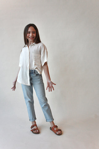 Youth Muslin Button Up Top
