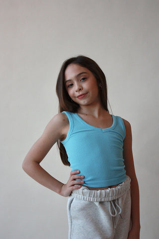 Youth Ribbed Crop Tank Top