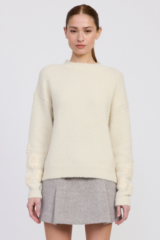 Embroidered Floral Sleeve Sweater