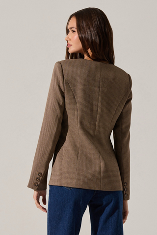 Tailored Collarless Blazer Jacket