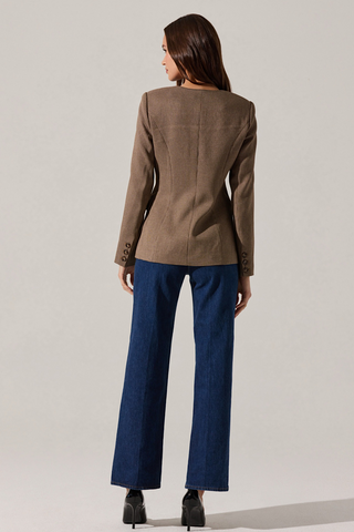 Tailored Collarless Blazer Jacket