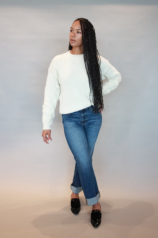 Embroidered Floral Sleeve Sweater