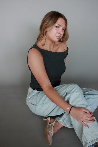 Ruched Twist Strap Top