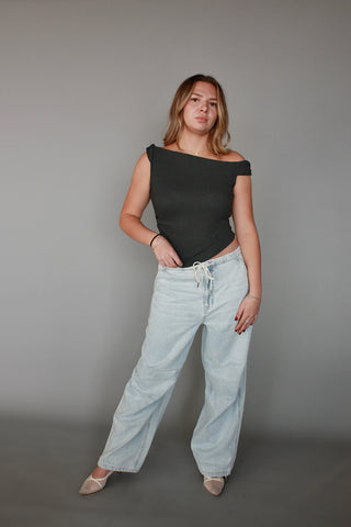 Ruched Twist Strap Top