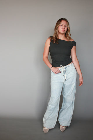 Ruched Twist Strap Top