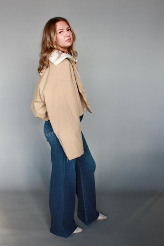 Aviator Crop Shearling Jacket