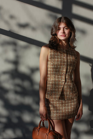 Polished Tweed Vest Dress