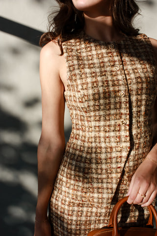 Polished Tweed Vest Dress
