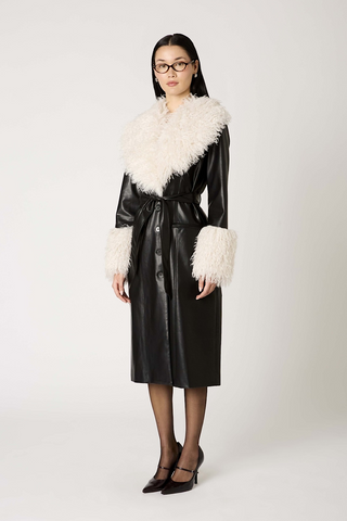 Luxe White Vegan Shearling Coat