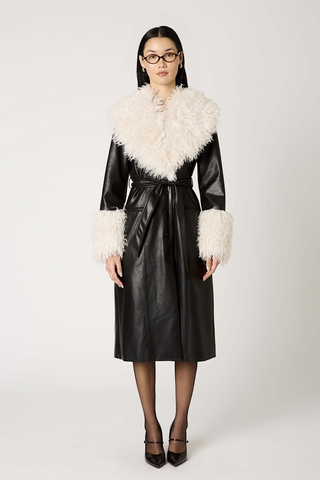 Luxe White Vegan Shearling Coat