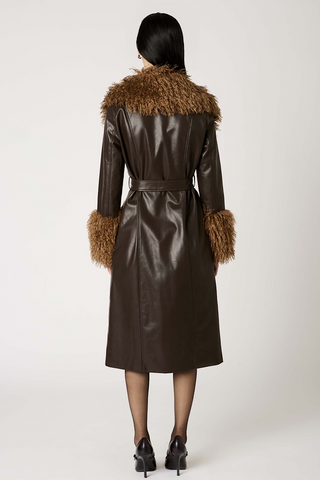 Luxe Espresso Vegan Shearling Coat