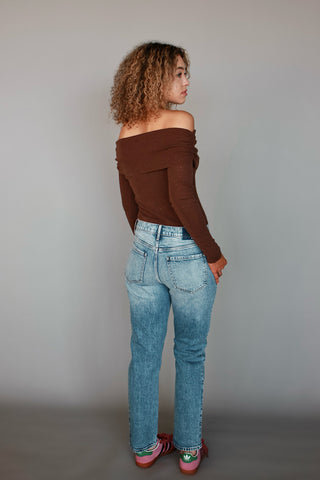 Rhinestone Fold-Over Top