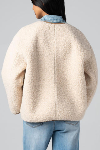 Denim Trim Sherpa Jacket
