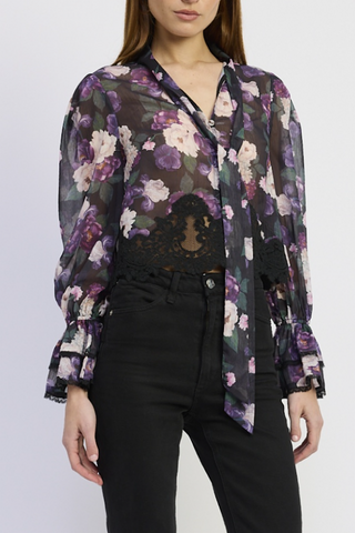 Mixed Lace Floral Blouse