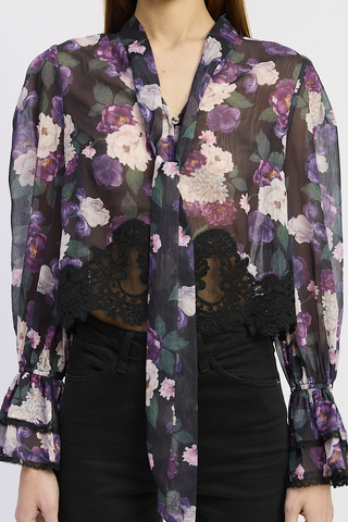 Mixed Lace Floral Blouse