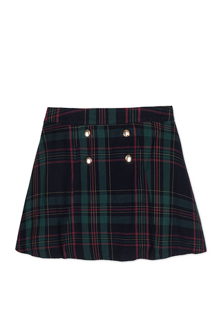 Youth Double Button Plaid Skirt
